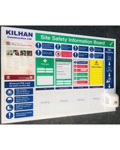 Compact Site Safety Notice Board with Hand Sanitising Dispenser