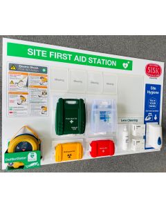 Fully Stocked Site First Aid Station with HeartSine 500P Semi-Automatic Defibrillator