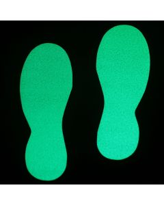 Pack 10 Pairs - Anti-slip Photoluminescent Nite Glo Footprints 240mm x 90mm