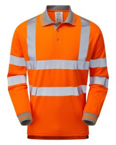 PULSAR® PR470 Rail Spec High Visibility Long Sleeved Polo Shirts - Orange