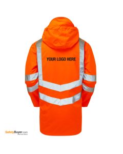 PULSAR® PR499 | ADD YOUR LOGO | Rail Spec High Visibility Mesh Lined Storm Coat - Orange