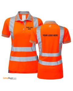 PULSAR® PR701 | ADD YOUR LOGO | Ladies Rail Spec High Visibility Short Sleeve Polo Shirt - Orange