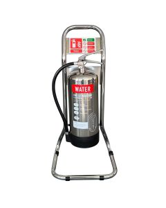 Single Polished Stainless Steel Fire Extinguisher & Stand Bundle Deals | 6 Litre Water