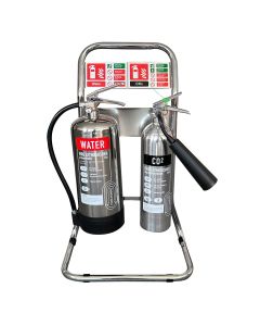 Double Polished Stainless Steel Fire Extinguishers & Stand Bundle Deals | 6L Water & 2kg CO2