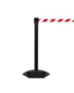 Black Post with Red/White Belt 3.4m Retractable Barrier