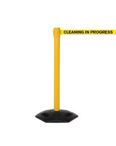 3.4m Retractable Barrier - Yellow Cleaning in Progress