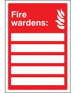 Fire Wardens Signs - Space for 5 Names