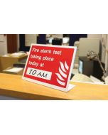 Fire Alarm Test Taking Place Today - Counter Top Signs