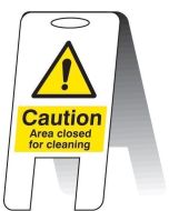 Caution Area Closed for Cleaning Plastic 'A' Board Free Standing Sign | 300mm x 600mm | Fluted Polypropylene