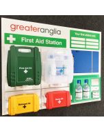 Branded First Aid Station with additional clip board for inspection records